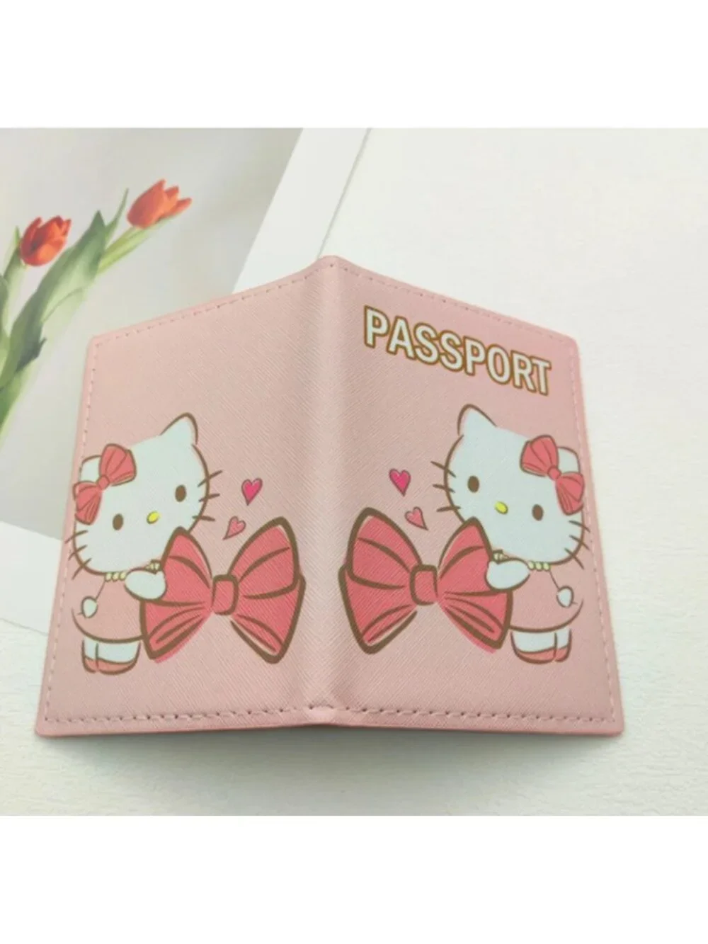 Hello Kitty Pink Passport Cover Kawaii Travel Wallet, Credit Card Holder ID Case